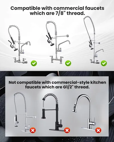 Vista 7 de Válvula rociadora de fregadero comercial con manguera: iVIGA 38" Manguera de pulverización de cocina comercial flexible de acero inoxidable