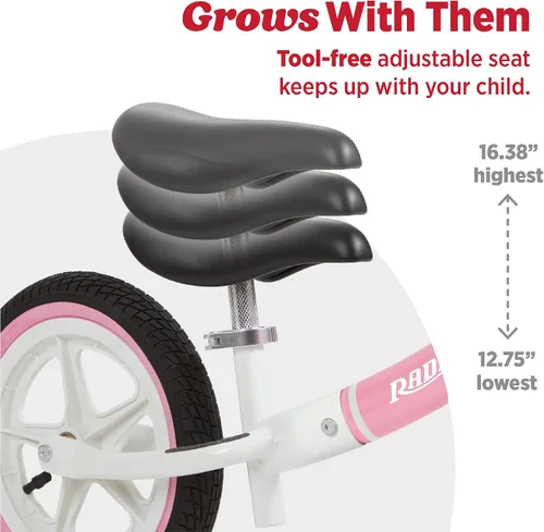 Vista 4 de Radio Flyer Air Ride Balance Bike, for Kids Ages 1.5-5 Rosa - Nuevo