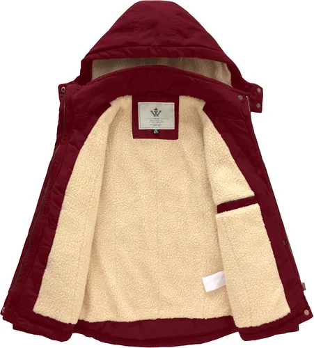 Vista 3 de WenVen Chaqueta gruesa de algodón para niña con capucha extraíble