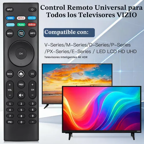 Vista 4 de Control remoto universal para Vizio Smart TV LED LCD HD 4K UHD HDR TV - No requiere configuración