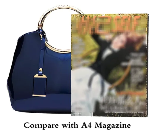 Vista 5 de Rullar Bolso elegante de las mujeres y bolso de la manija superior del bolso de la manija de la bolsa de cuero de patente de la totalizador