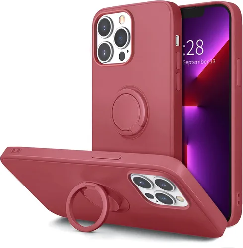 Vista 13 de Hython Funda para iPhone 13 Pro Max con soporte de anillo [soporte de anillo giratorio de 360° con soporte magnético] [forro de microfibra suave]