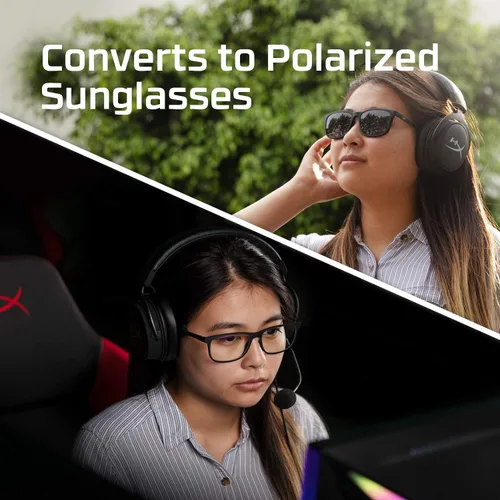 Vista 4 de HyperX Spectre React - Gafas para juegos, gafas de bloqueo de luz azul, protección UV, montura Ultem, lentes transparentes, bolsa de microfibra