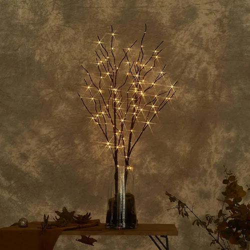 Vista 8 de LITBLOOM - Ramas de sauce marrón iluminadas, de 32 pulgadas, 100 luces LED con temporizador que funcionan con baterías, ramas de árbol con luces
