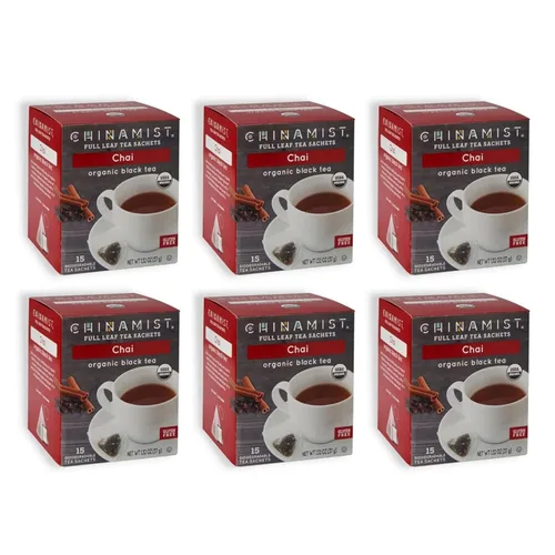 Vista 5 de China Mist - Bolsas de té completo, Chai, té negro orgánico (1 caja)