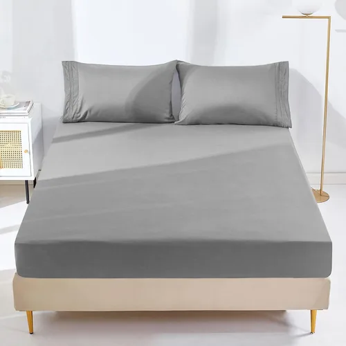 Vista 12 de YIYEA Sábana bajera ajustable floral con funda de almohada, sábana bajera de microfibra de doble cepillado de alta calidad, bolsillo profundo de 16