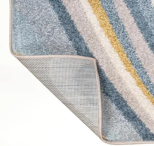 Vista 4 de JONATHAN Y Flow - Alfombra abstracta de 2 x 8 pulgadas, azul/mostaza/gris, moderna, costera, fácil de limpiar, para sala de estar, dormitorio
