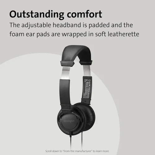 Vista 3 de Kensington Auriculares de alta fidelidad de 0.138 in con micrófono y botón de control de volumen (K33597WW)