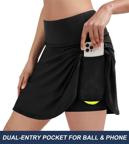 Vista 2 de Ewedoos Falda de tenis para mujer con 3 bolsillos de cintura alta, falda pantalón atlética de golf, faldas de tenis para mujer