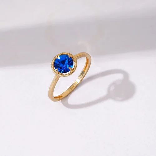 Vista 3 de Tienda Collection Anillo de piedra natal de marzo de cristal importado de oro de 10