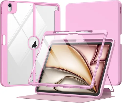 Vista 15 de MoKo Funda para iPad Air de 11 pulgadas 7ª/6ª generación M3/M2 2025/2024, iPad Air 5ª/4ª generación de 10.9 pulgadas 2022/2020 con soporte