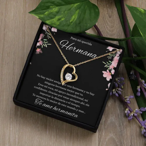 Vista 7 de Regalos para hermanas en español Collar De Corazon Para mi Querida Hermana Regalos De Cumpleaños Para Hermana Aniversario Regalo de Amor Para