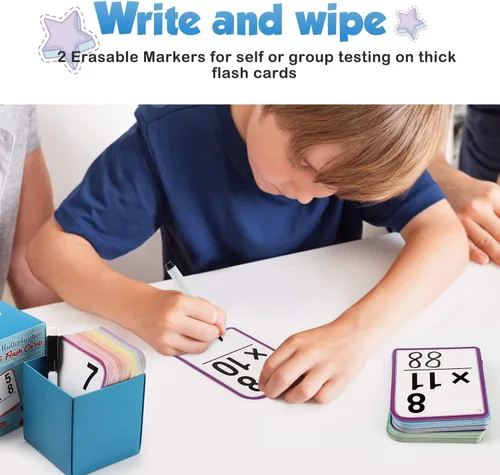 Vista 3 de Tarjetas flash de multiplicación para 3er grado – 175 tarjetas flash matemáticas – Times Table Flash Cards – Todos los hechos 0-12 codificados por