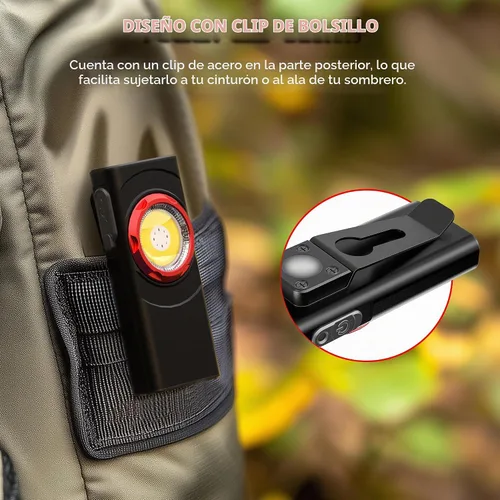 Vista 7 de Hopedone - Linterna plana de bolsillo EDC de 700 lúmenes, soportes magnéticos duales, 1 paquete