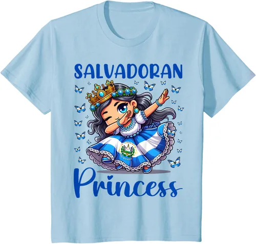 Vista 9 de Camiseta de princesa salvadoreña dabbing para niñas y niños