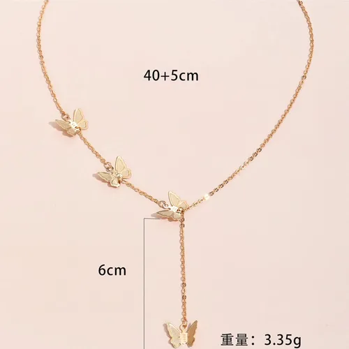 Vista 4 de Atiptu Gargantilla de mariposa dorada para mujer, gargantilla de clavícula, cadena en capas, colgantes, accesorios para el cuello, joyería de moda