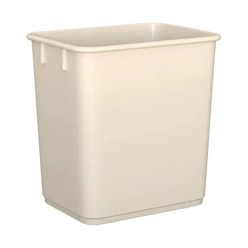 Vista 2 de Cubo de basura rectangular beige de 13 cuartos de galón / 3 galones para dormitorio, oficina, baño, se adapta debajo del escritorio