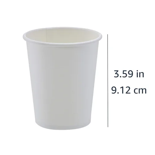 Vista 3 de Amazon Basics Tazas de café compostables, 8 onzas, papel, 1000 unidades (paquete de 1), color blanco