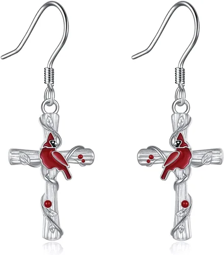 Vista 60 de POPKIMI Bonitos aretes colgantes de animales, joyería de animales, regalos de cumpleaños y Navidad para mujeres, aretes de ópalo de cristal de plata