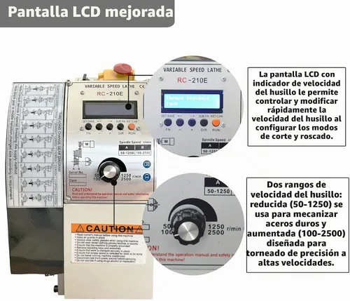 Vista 3 de INTSUPERMAI Torno de metal de precisión de 8 × 39 pulgadas Torno de metal de sobremesa Tornillo electrónico sin engranajes Hobby DIY Torno de metal