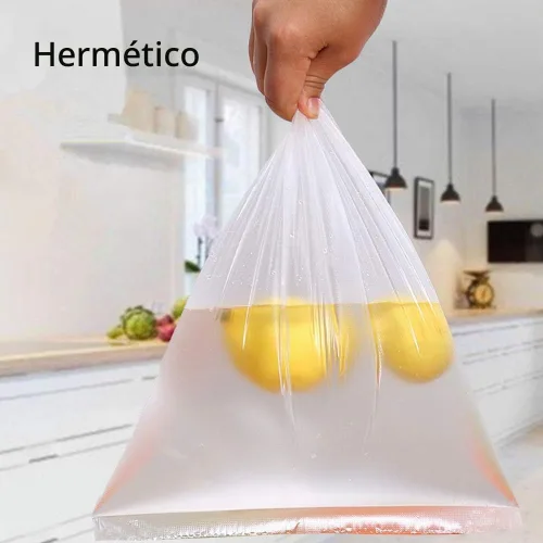 Vista 6 de 3 rollos de bolsas de plástico desechables para almacenamiento de alimentos - 3 tamaños - 240 bolsas