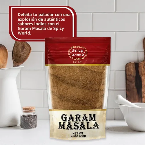 Vista 5 de Spicy World Garam Masala Polvo de 3.5 onzas Sin sal, vegano Origen indio Especias en polvo Garam Masala