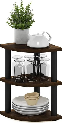 Vista 39 de Furinno Turn-N-Tube Organizador de encimera de cocina, estante organizador de encimera de esquina de 2 niveles, estante esquinero, para cocina