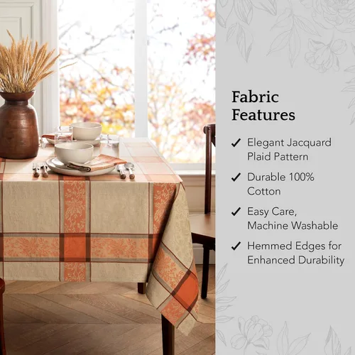 Vista 3 de Threadmade Autumn Harvest - Mantel jacquard multicolor, 52 pulgadas de ancho x 70 pulgadas de largo