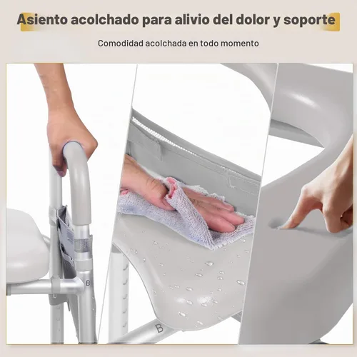 Vista 6 de WHLICKS Asiento elevado para inodoro con asas – Asiento elevado de ancho ajustable, cómodos elevadores de asiento de inodoro acolchados