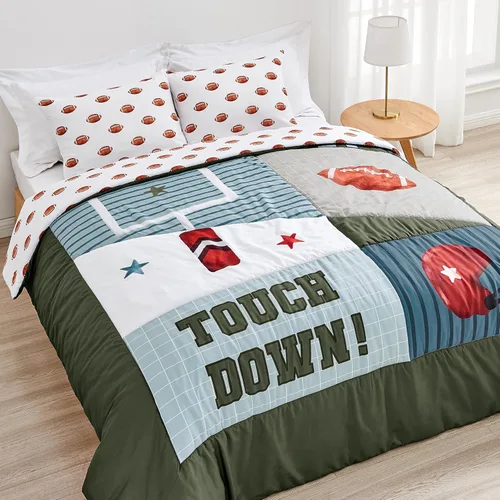 Vista 7 de Sweet Jojo Designs Juego de edredón individual de 2 piezas (deportes con parches de béisbol) para niños, ropa de cama para niños, ropa de cama