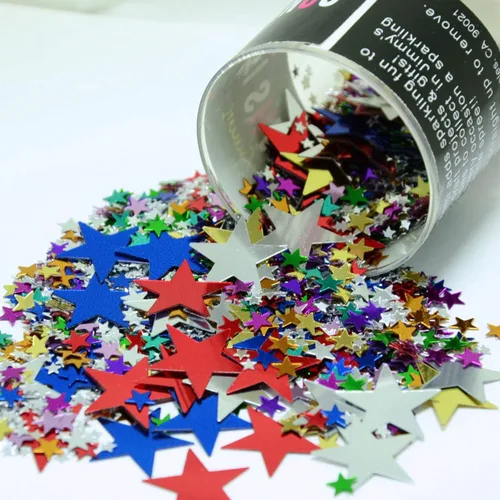 Vista 6 de Confetti Mix - Galaxy Stars Silver - 2 bolsas de media onza (1 oz) #8909 Q01 plateado