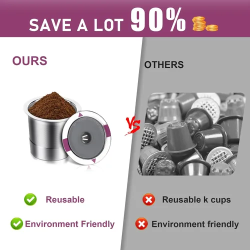 Vista 4 de Tazas reutilizables K Cups para Keurig, cápsulas de café reutilizables universales de acero inoxidable, cápsulas K recargables únicas para máquinas