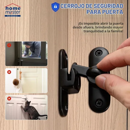 Vista 3 de HOME MASTER HARDWARE Cerradura de puerta de granero abatible de 90/180 grados, pestillos de puerta sólidos gruesos, pestillo de puerta corredera