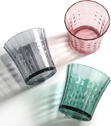 Vista 3 de AVLA Paquete de 12 vasos de agua de plástico, vasos de acrílico irrompibles de 10 onzas, vaso de vino de jugo reutilizable transparente, sin BPA