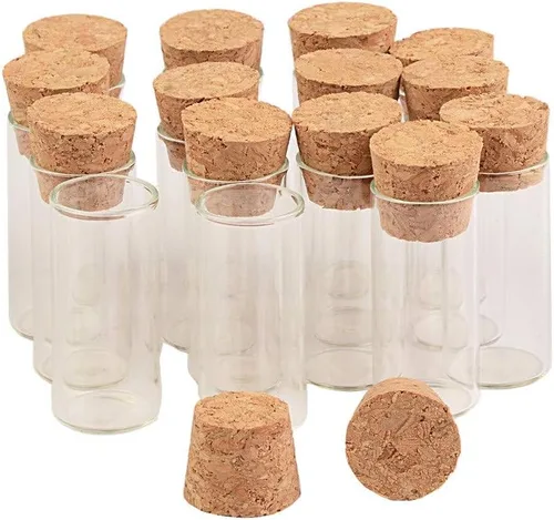 Vista 10 de Botellas de vidrio de 0.1 fl oz Botellas pequeñas con corchos Mini frascos de vidrio para embalaje Regalo 50 unids/lote