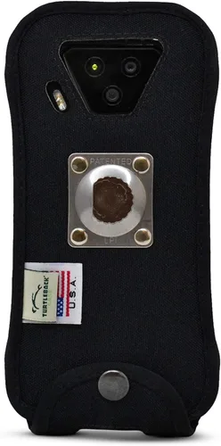 Vista 3 de TurtleBack Funda ajustada diseñada para Kyocera DuraForce Ultra 5G de nailon negro resistente con clip de cinturón de metal giratorio y romántico