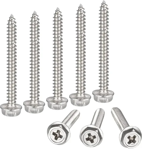 Vista 11 de uxcell Phillips - Tornillos autorroscantes para arandela hexagonal, M4 x 0.472 in, acero inoxidable 304, brida hexagonal, 25 piezas