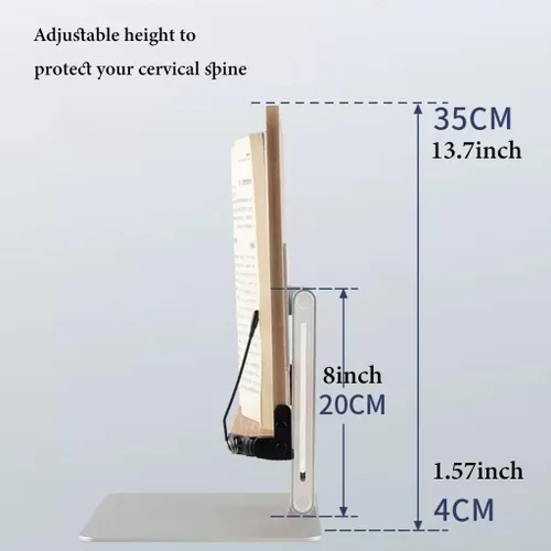 Vista 3 de GIZNXBA Soporte de libro para lectura de altura ajustable con clip de papel, soporte plegable manos libres, soporte de libro de texto para lectura