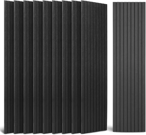 Vista 14 de Paquete de 10 Paneles Acústicos, 48" X 12" X 0.43" Paneles de Pared Insonorizados, Autoadhesivos de Alta Densidad que Absorben el Sonido, Gris