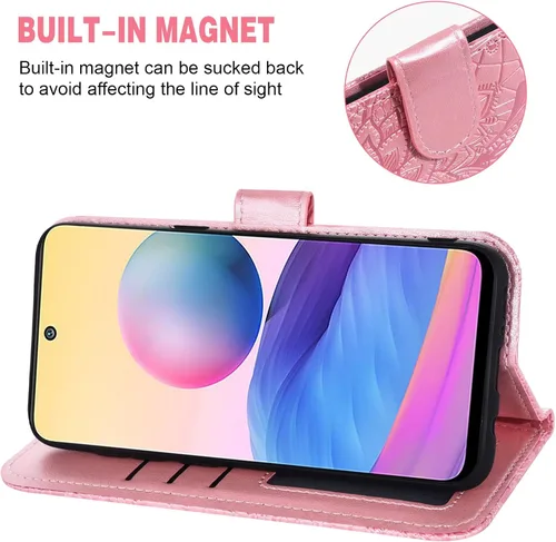 Vista 3 de Asuwish Funda de teléfono para Xiaomi Redmi Note 10 5G con protector de pantalla de vidrio templado y cubierta de billetera de encaje Soporte