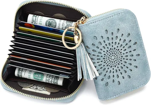 Vista 8 de APHISON RFID - Porta tarjeta de crédito con cremallera carteras pequeñas para mujer en cuero estilo girasol para mujer y niña caja de regalo 1927