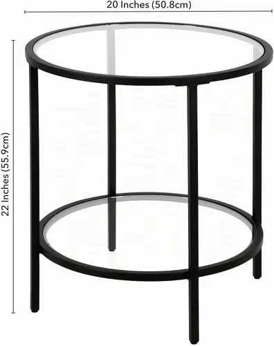 Vista 3 de Henn&Hart - Mesa auxiliar de 20 pulgadas, mesita de noche, mesa auxiliar, color negro