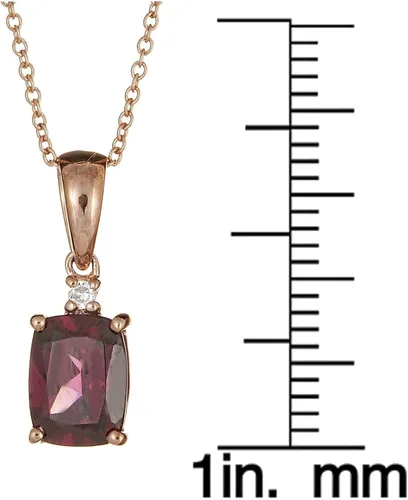 Vista 5 de Gin & Grace 10 K oro blanco diamante natural (I1) collar con colgante con color frambuesa natural Rodholite granate trabajo diario joyería