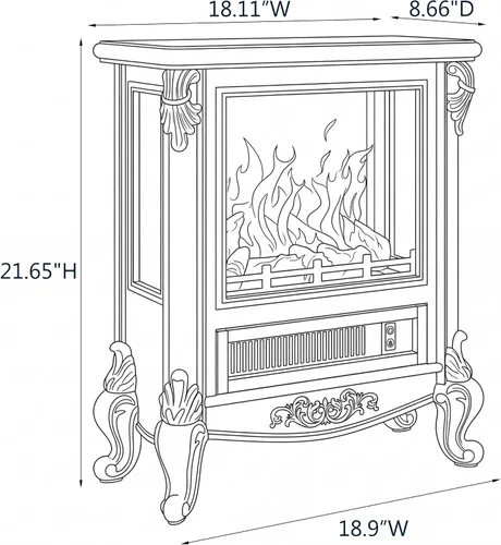 Vista 9 de Calentador eléctrico de chimenea, pequeña estufa interior independiente