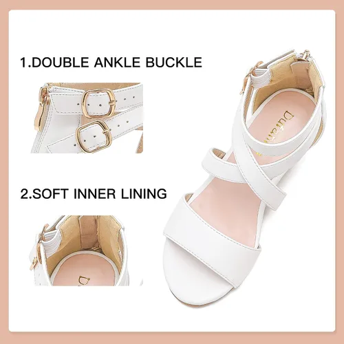Vista 5 de Dufannie Zapatos de vestir con purpurina para niñas y niños pequeños y grandes, zapatos de vestir con flores
