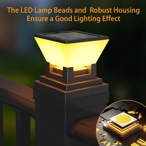 Vista 7 de Luces solares para tapa de poste – Paquete de 2 luces solares para postes de madera y vinilo de 4 x 4, 5 x 5, 6 x 6 pulgadas, impermeable IP65