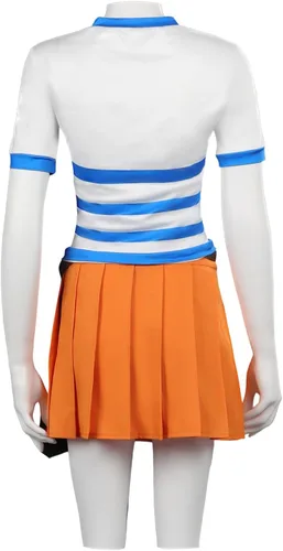 Vista 3 de Disfraz de cosplay de Nami de la película, versión de la vida real, traje de falda superior de Nami con cinturón para Halloween