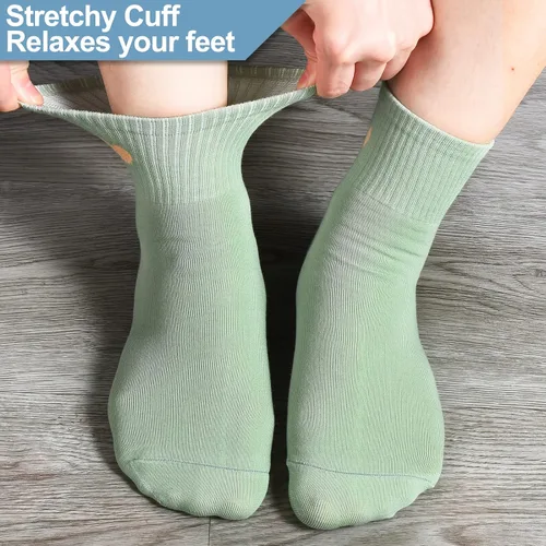 Vista 5 de Calcetines finos de algodón para mujer, calcetines suaves por encima del tobillo, 6 pares de calcetines divertidos con corazón novedoso