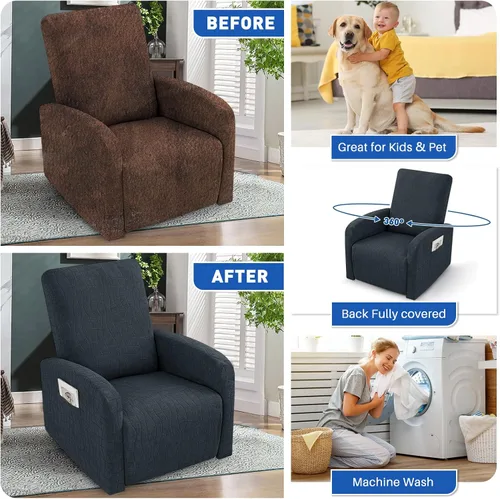 Vista 7 de MAXIJIN Fundas impermeables para sillas reclinables pequeñas de 3 piezas, fundas reclinables que se mantienen en su lugar, fundas reclinables Lazy