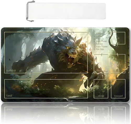 Vista 56 de Tapete de juego MTG cosido de alta calidad con zonas y respaldo de goma antideslizante, tapete de juego TCG para MTG y otros juegos de cartas, Dkt